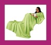 100% polyester coral fleece blanket with sleeves