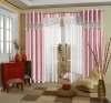 100% polyester cutting with pink stripe ready made curtain (HG0070)