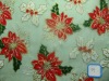 100%polyester flower&leaf pattern multi-color gold&manual station printing organza christmas decoration fabric