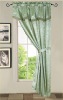 100% polyester green damask window curtain