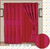 100% polyester jacquard and lace curtain with taffeta liner and two tassels