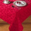 100% polyester jacquard damask red square tablecloth