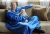 100%polyester printed fleece TV blanket with solid color