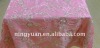 100%polyester rectangular fancy pink sequin flower embroidery taffeta table cloth for wedding