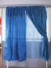 100% polyester two damask window curtain with lace backing and tassel