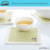 100% pure linen handmade printed green dining table mat