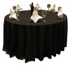 100% spun polyester 120'' round black tablecloth and white napkins