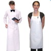 12S*12S 6.8oz white spun polyester bistro waist aprons with pockets