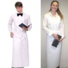 12S*12S 6.8oz white spun polyester bistro waist aprons with pockets