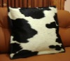 19" Leather Cowhide Pillow Cover Hair on Cushion Cover