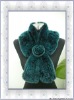 2011 Genuine rabbit fur scarf, rabbit fur shawl, new fashion design with discoid flowers, rabbit fur knitted by handmade