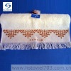 2011 Hot sale 100%cotton plain dyed jacquard satin fringed face towels