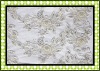 2011 New design 100%polyester embroidery with beaded on mesh fabric