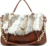 2011 new fashion lovely rabbit fur shoulder bag