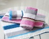 2011 new style plain dyed colorful stripe cotton bath towel with lowest price