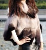 2011 new style short knitted mink fur coat with raccoon fur collar