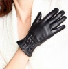 2012 Ladies Lambskin gloves leather BLACK(L020NC)