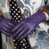 2012 NEW ladies leather warm winter gloves Purple (L054NC)