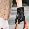 2012 New Ladies Lambskin Leather Fashion Gloves BLACK(L003NC)