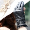 2012 New Ladies Lambskin Leather Gloves BLACK(L105NC)