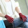 2012 New Ladies Lambskin leather gloves DK RED(L090NN)
