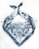 2012 Newest Popular Grey Silk Square With Flower Pattern Scarf