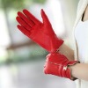 2012 fashion Ladies lambskin genuine leather gloves red (L050PC)
