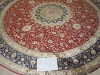 260line hand knotted round silk carpet