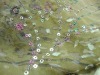 3mm sequins with plain embroidery on the 100% silk fabric for scarf