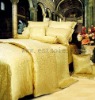 3pcs 100% Silk Jacquard Bedding Set Gold Color