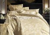4pcs 100% Charmeuse Silk Jacquard Bedding Luxury Gold Color