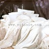 4pcs 100% Charmeuse  Silk Jacquard Bedding set white color