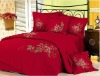4pcs 100% cotton comfortable red printed wedding bedding set