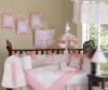 4pcs pink flower print baby bedding