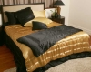5pcs Classic Silk Bedding Set Gold and Black