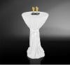 62cm diameter 145cm height white Jersey stretch scuba cocktail bistro table cover with belt dry bar table cover Stehtischhusse