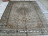 6x9 cream persian hand knotted silk nain rug