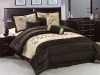 7Pcs Embroidery Faux Silk Comforter Set