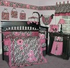 9pcs baby girl crib bedding