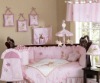 9pcs pink flower print baby bedding