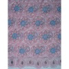 African voile fabric lace 90377 pink+sky blue+white