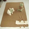 Anti-pilling fleece  baby  blanket with toy
