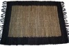 Appealing bordered black leather rug
