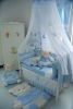 Baby gift set embroidery sailboat 5pcs baby bedding sets in opp bag