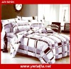 Beautiful checked 4pcs 100% cotton twill printed bed sheet sets