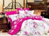Beautiful flower printed sateen bedding set bed sheets oriental printing