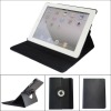 Black Rotatable leather smart cover case for ipad2, MOQ:300pcs wholesale