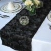 Black Satin Rosette Table Runner/Wedding Table Runner/Table Runner Decoration