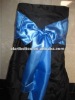 Black damask chair cover and Blue satin sashes