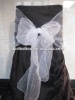 Black damask chair cover and White organza sashes